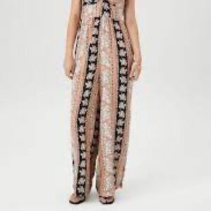 Forever 21 Floral Print Palazzo Flutter Short Sleeve Surplice Jumpsuit